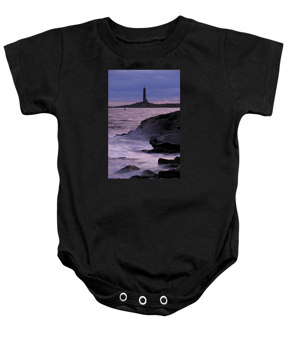 Lighthouse Baby Onesie featuring the photograph Daybreak Near The North Tower by Liz Mackney