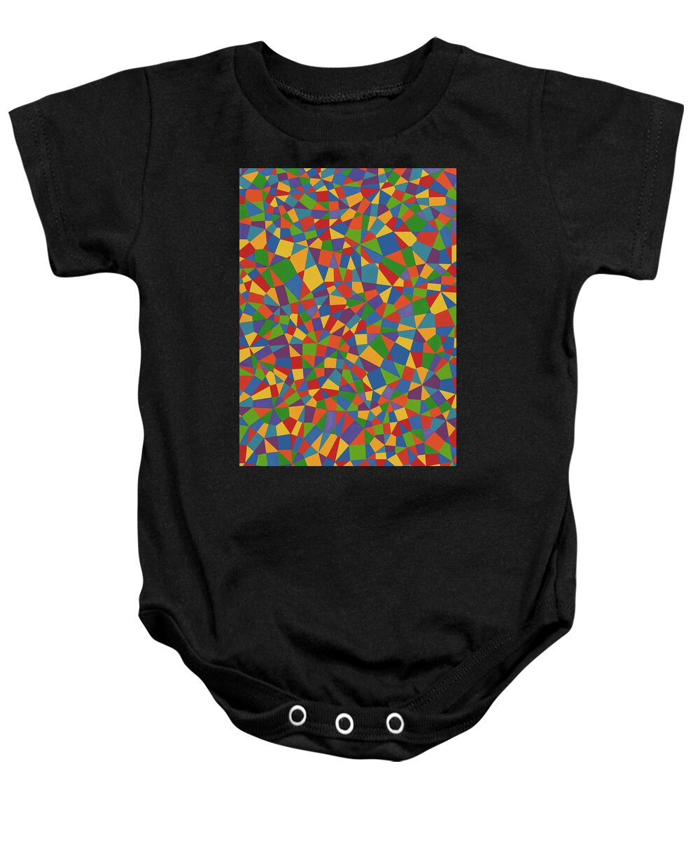 Abstract Baby Onesie featuring the painting Delaunay Triptych Panel 2 by Janet Hansen