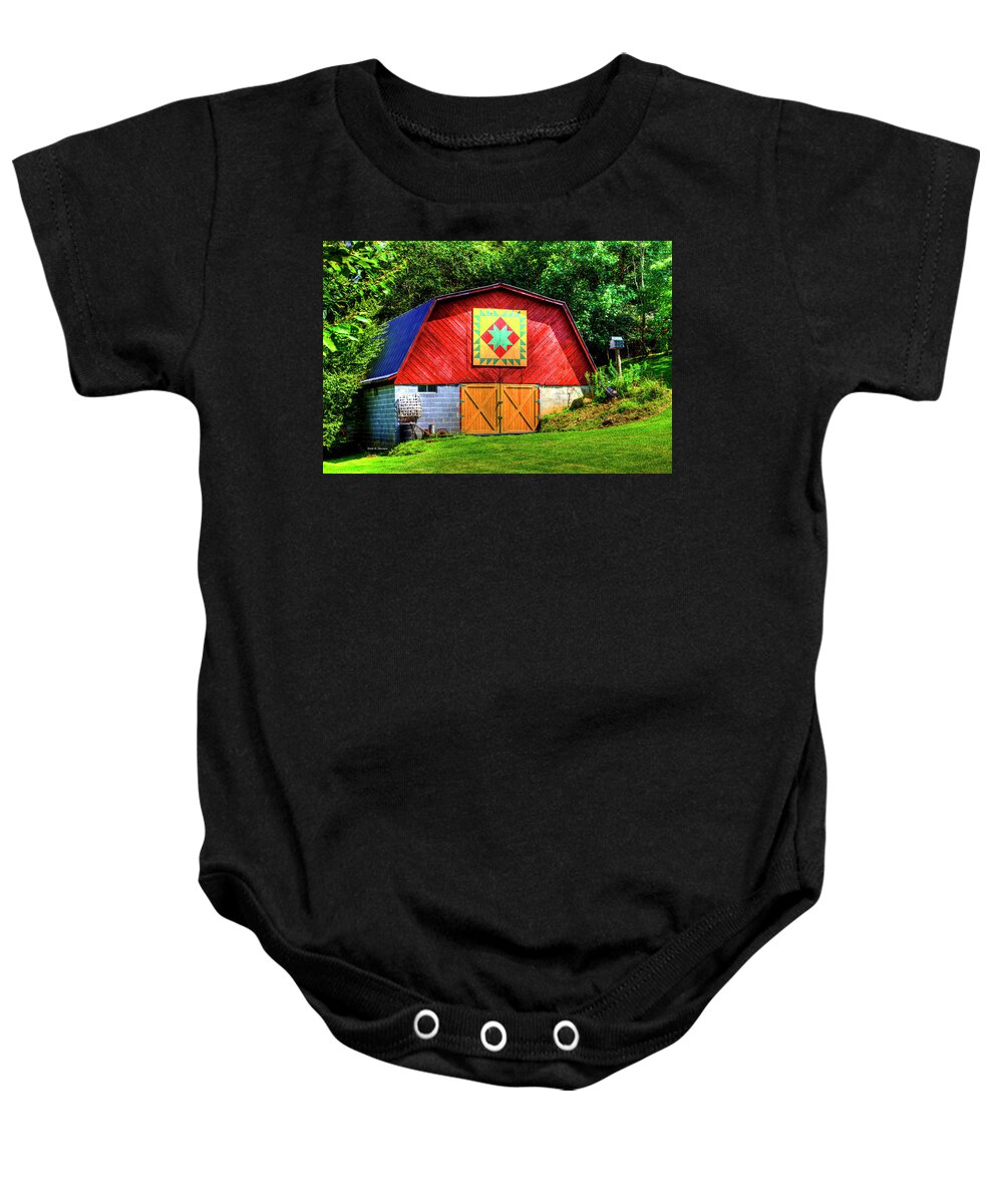 Barn Quilts Baby Onesie featuring the photograph Delectable Mountains by Dale R Carlson