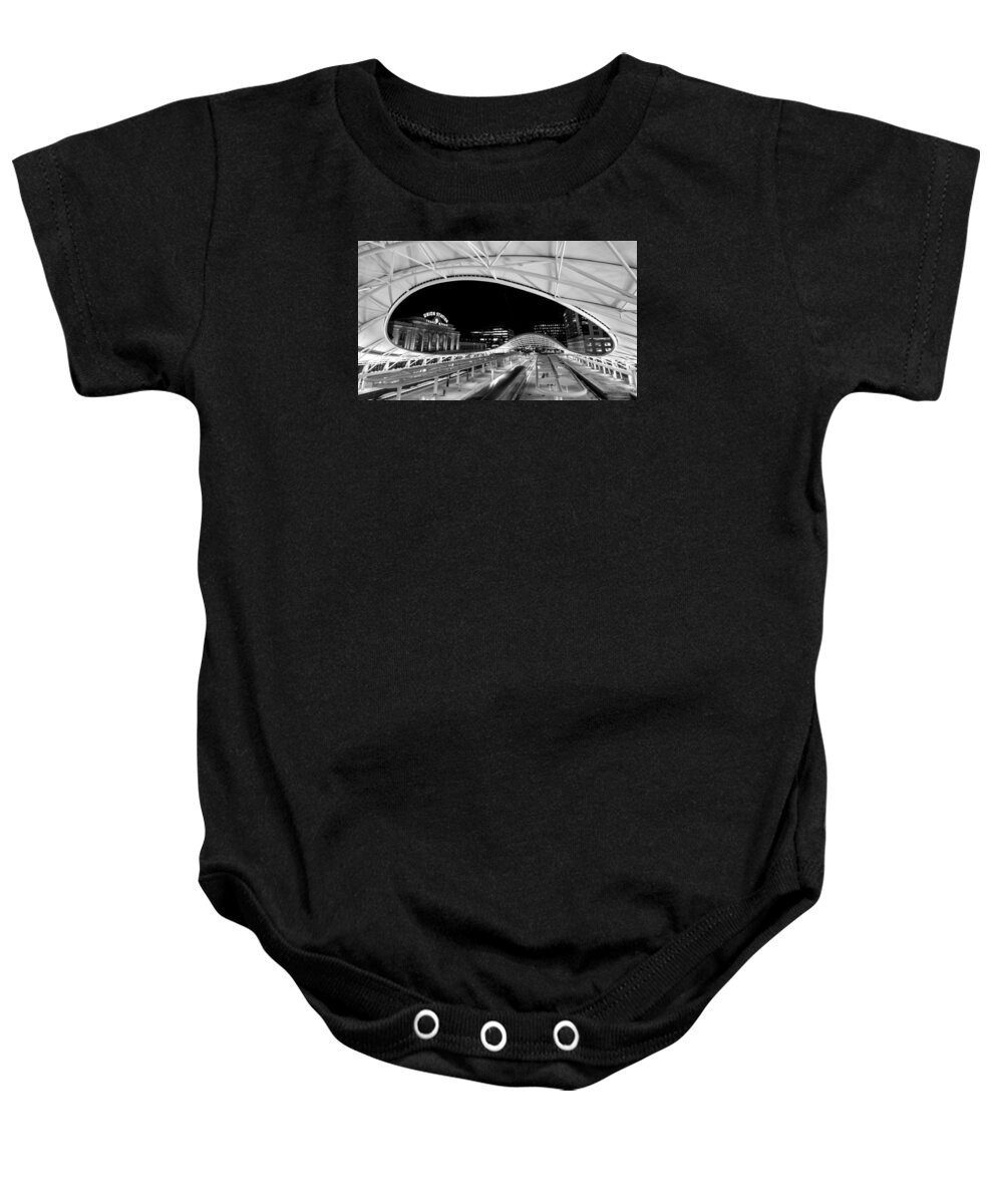 Union Station Baby Onesie featuring the photograph Denver Union Station 1 by Stephen Holst