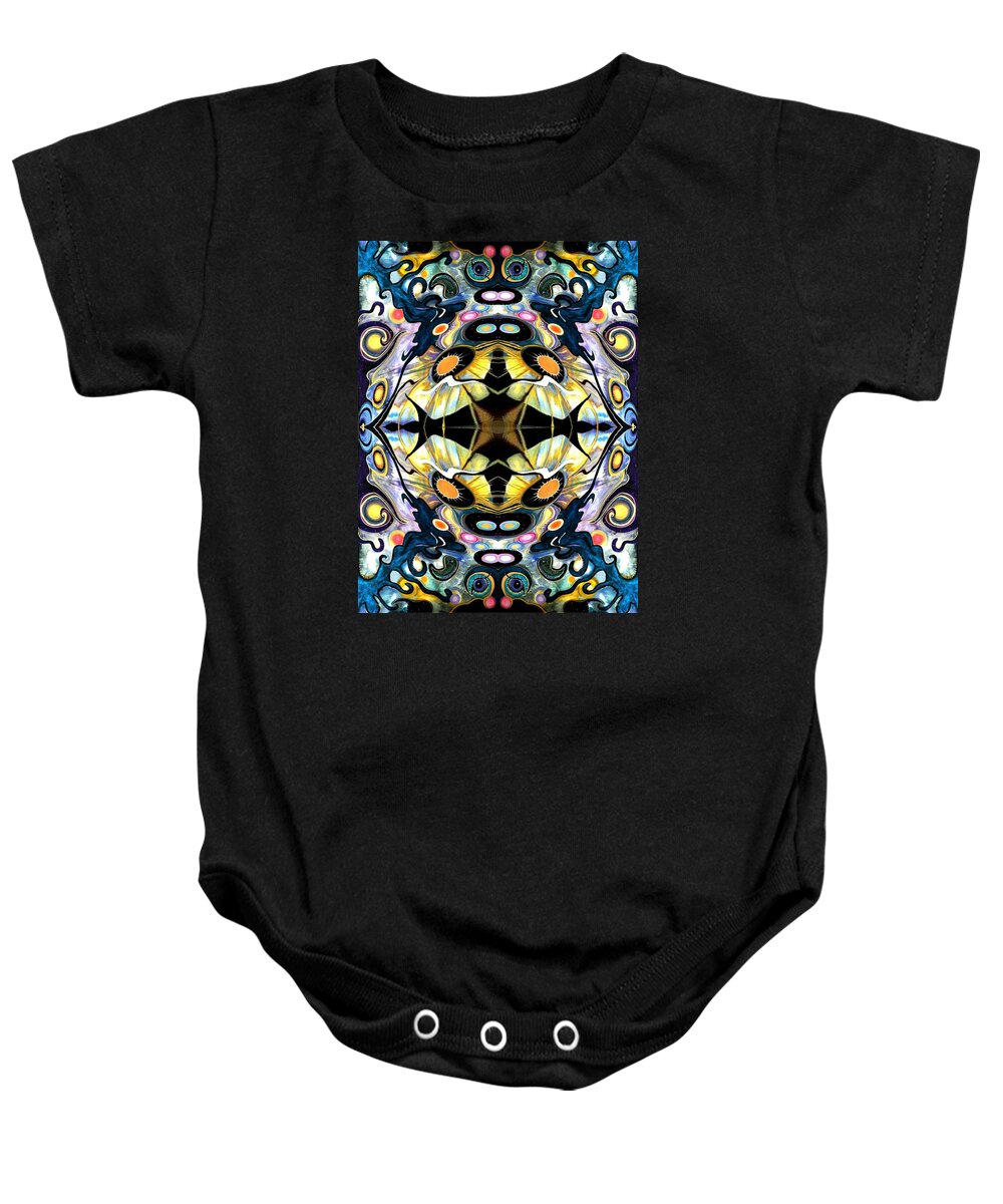  Baby Onesie featuring the mixed media Distorted Serenity by Tracy McDurmon