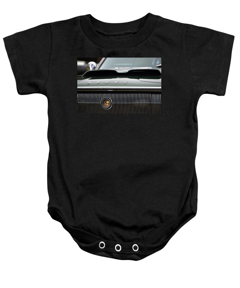  Baby Onesie featuring the photograph Dodge Charger Hood by Dean Ferreira