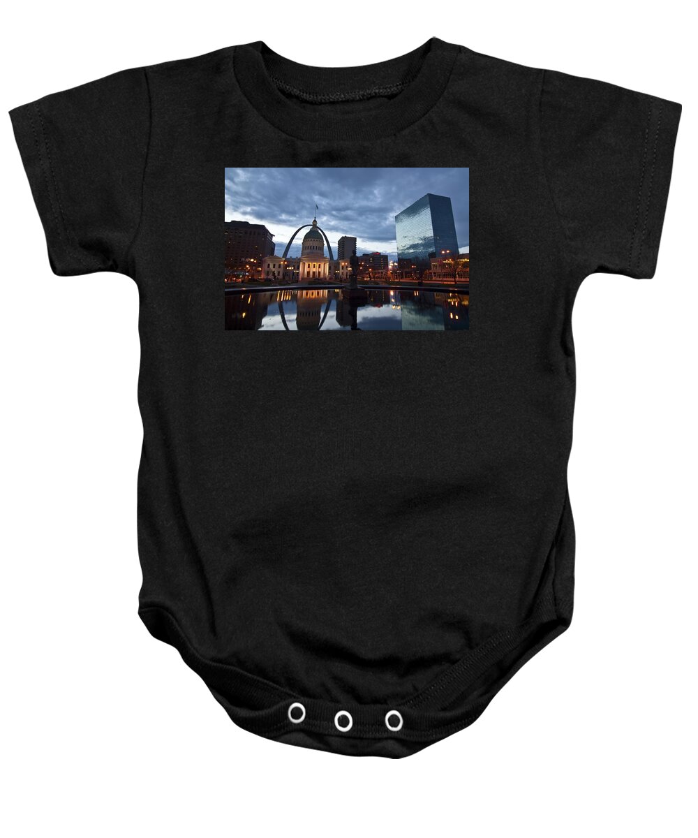 Gateway Arch Baby Onesie featuring the photograph Downtown St. Louis at dawn by Sven Brogren