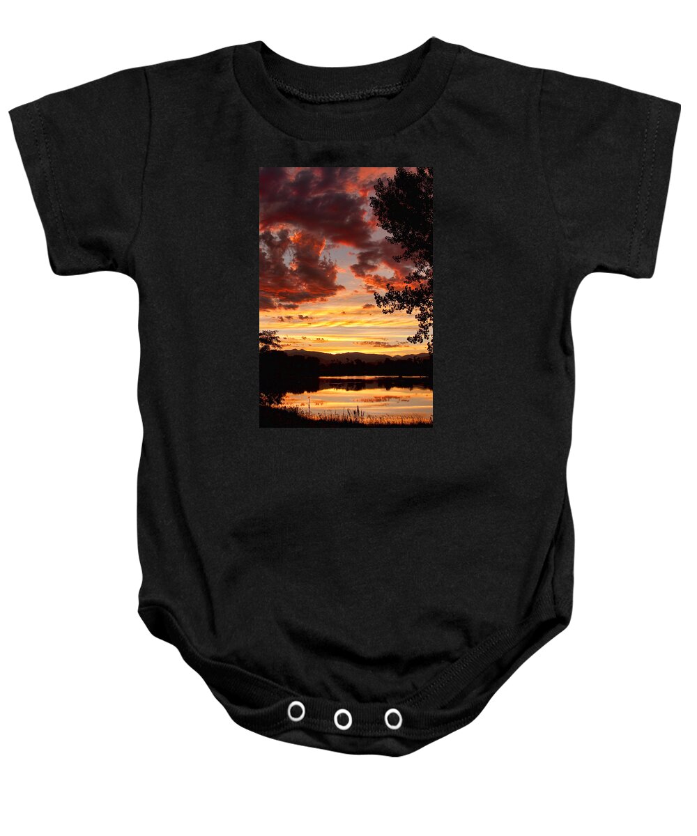 Gold Baby Onesie featuring the photograph Dramatic Sunset Reflection by James BO Insogna