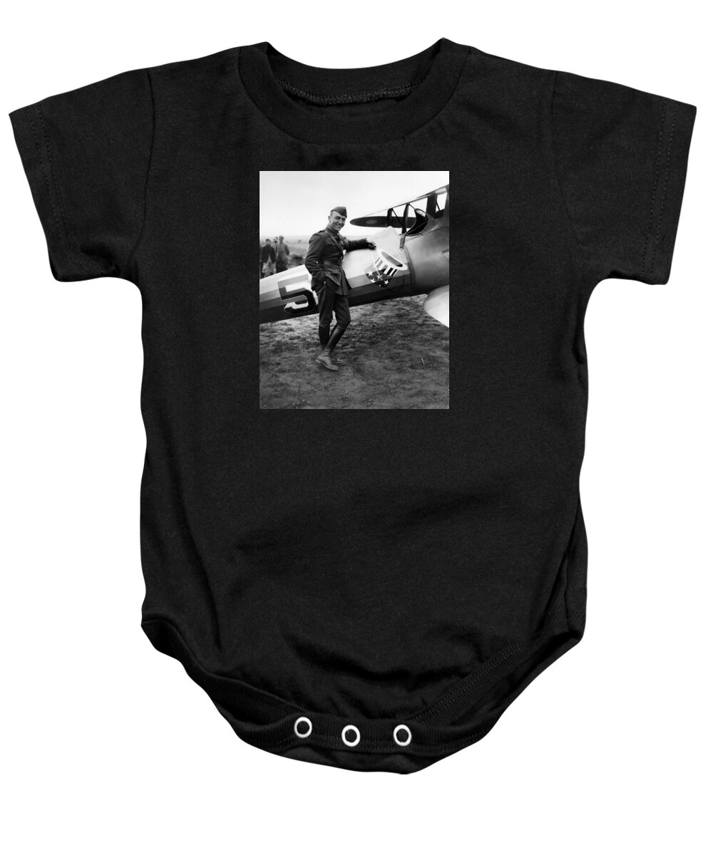 Eddie Rickenbacker Baby Onesie featuring the photograph Eddie Rickenbacker - WW1 American Air Ace by War Is Hell Store