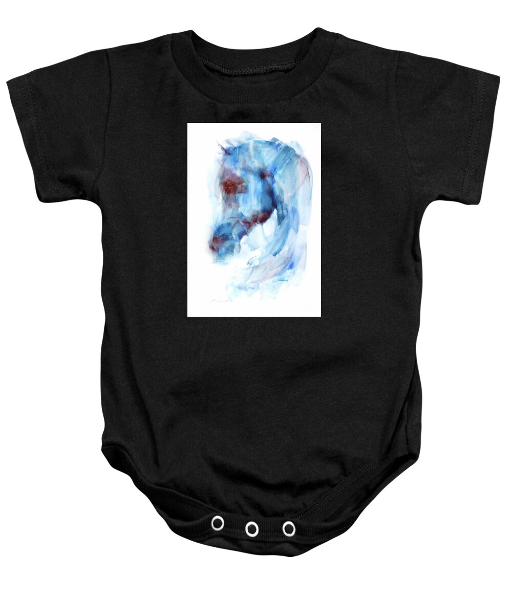 Equestrian Painting Baby Onesie featuring the painting El Hijo De Topaz by Janette Lockett