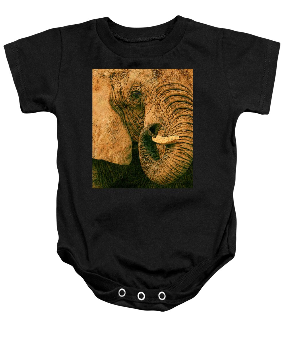 Digital Baby Onesie featuring the painting Elephant Study In Texture by Jack Zulli