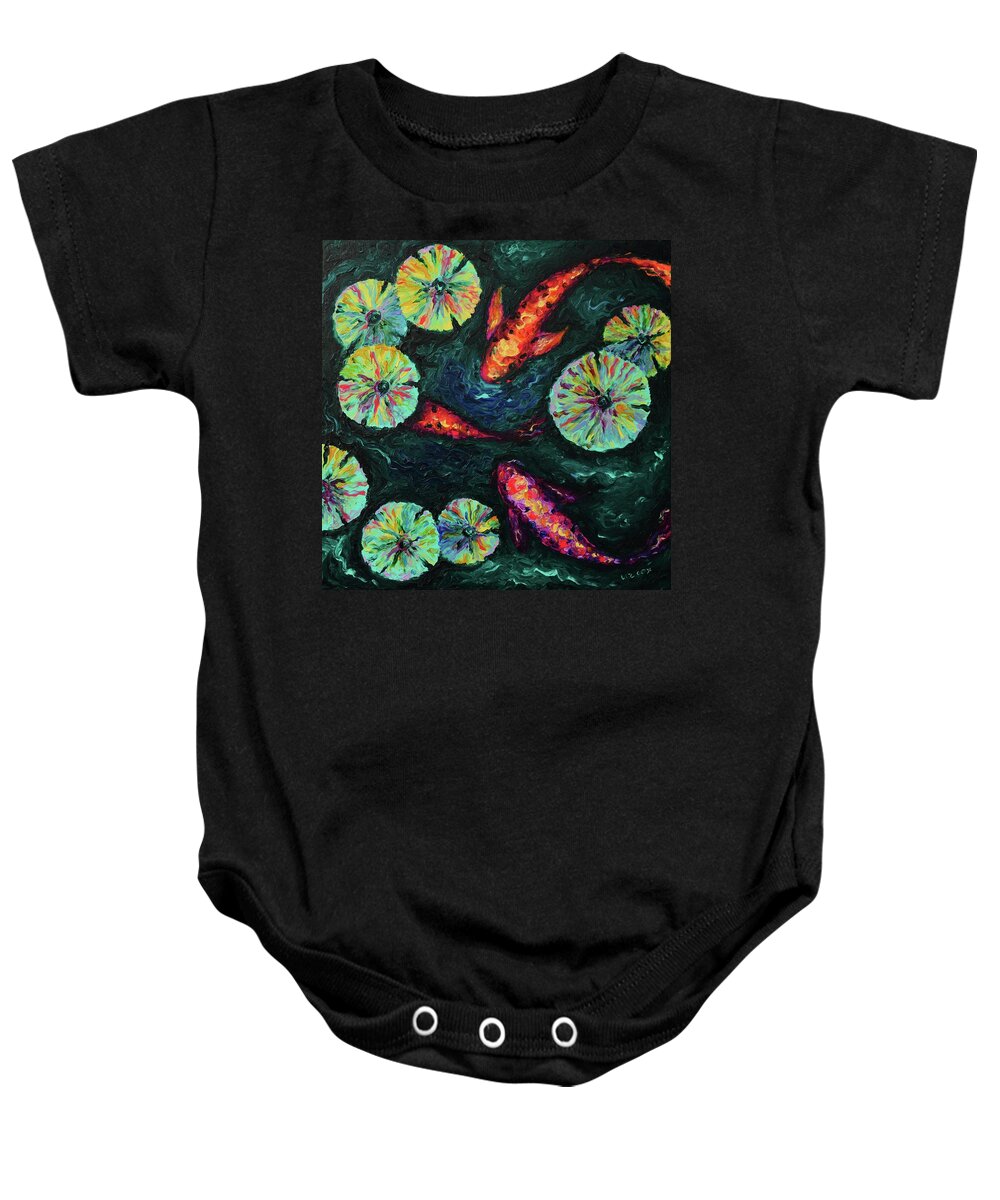 Koi Baby Onesie featuring the painting Emerald Dreams by Elizabeth Cox