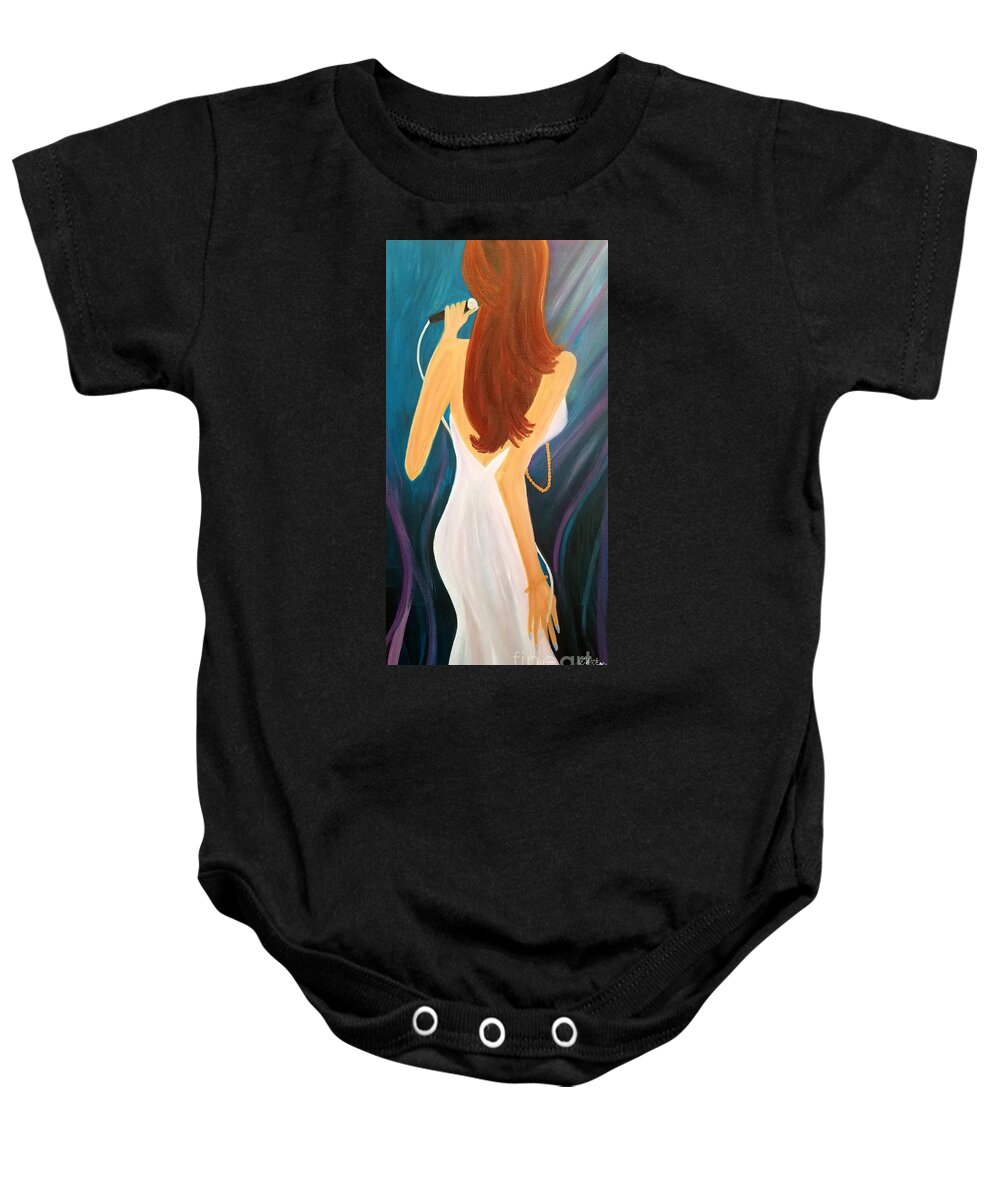Sing Baby Onesie featuring the painting Everybody's Got A Song To Sing by Artist Linda Marie