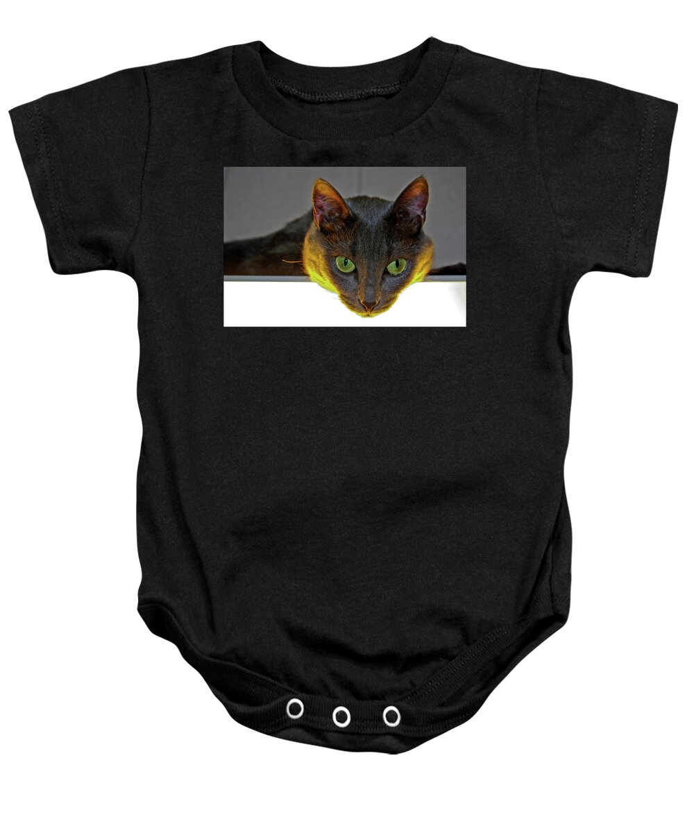 Cat Baby Onesie featuring the photograph Eyes by Jarmo Honkanen