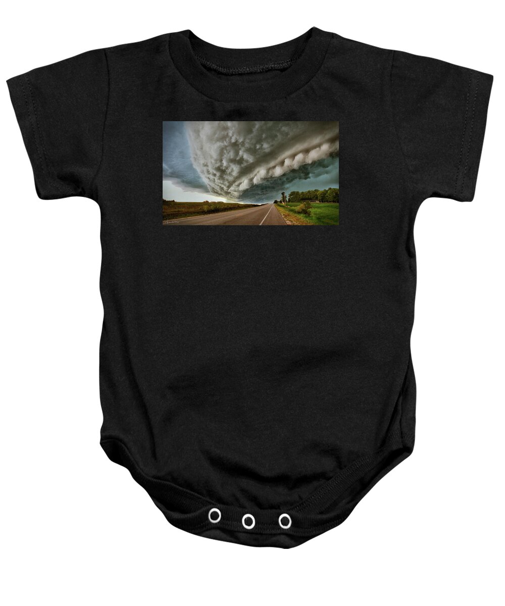 Storm Baby Onesie featuring the photograph Face In The Storm by Andrea Platt