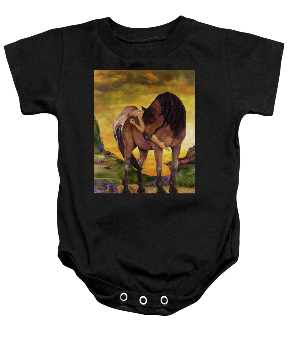Horses Baby Onesie featuring the painting Faith by Anitra Handley-Boyt