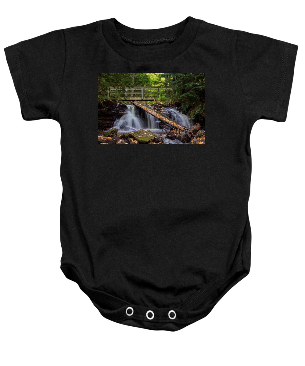 Chapel Falls Baby Onesie featuring the photograph Falling Leaves Rushing Water  Chapel Falls 2241 by Norris Seward