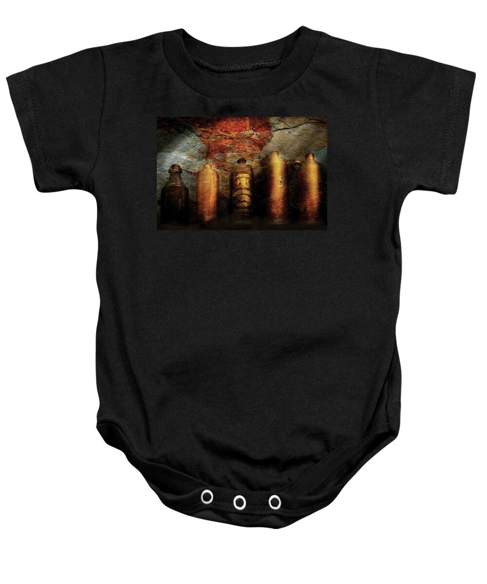 Savad Baby Onesie featuring the photograph Farm - Bottles - Ceramic Bottles by Mike Savad