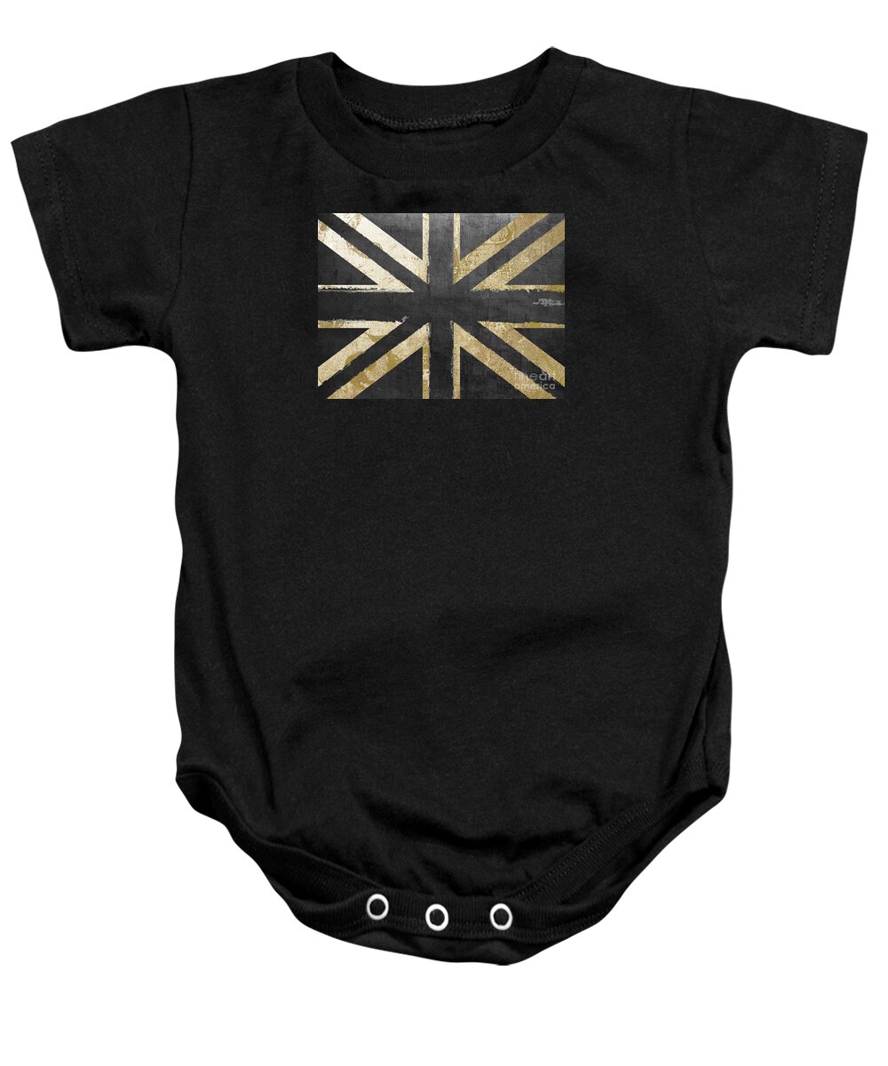 Britain Baby Onesie featuring the painting Fashion Flag United Kingdom by Mindy Sommers