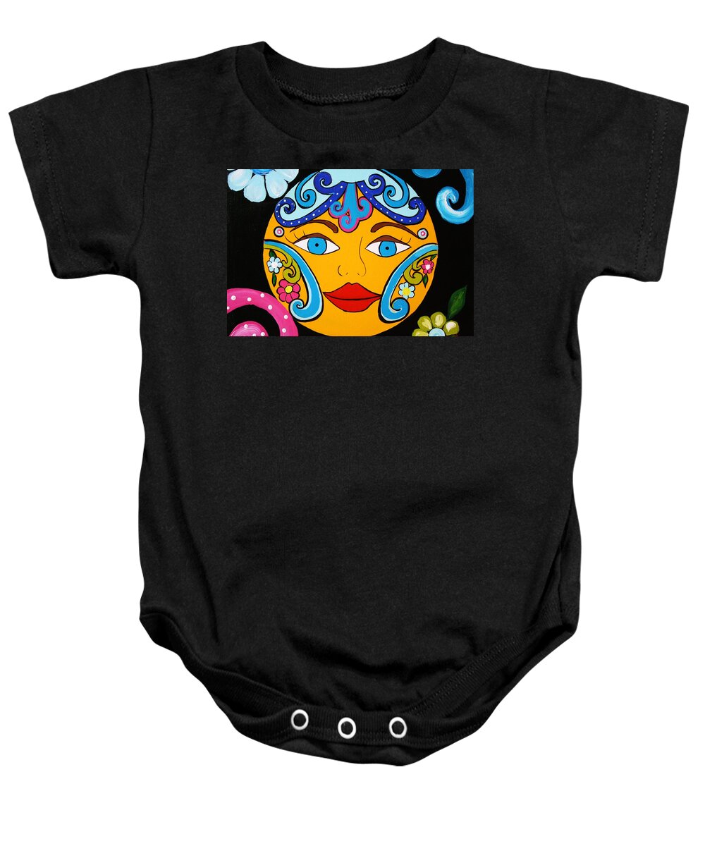 Talavera Sun Baby Onesie featuring the painting Feeling Groovy by Melinda Etzold