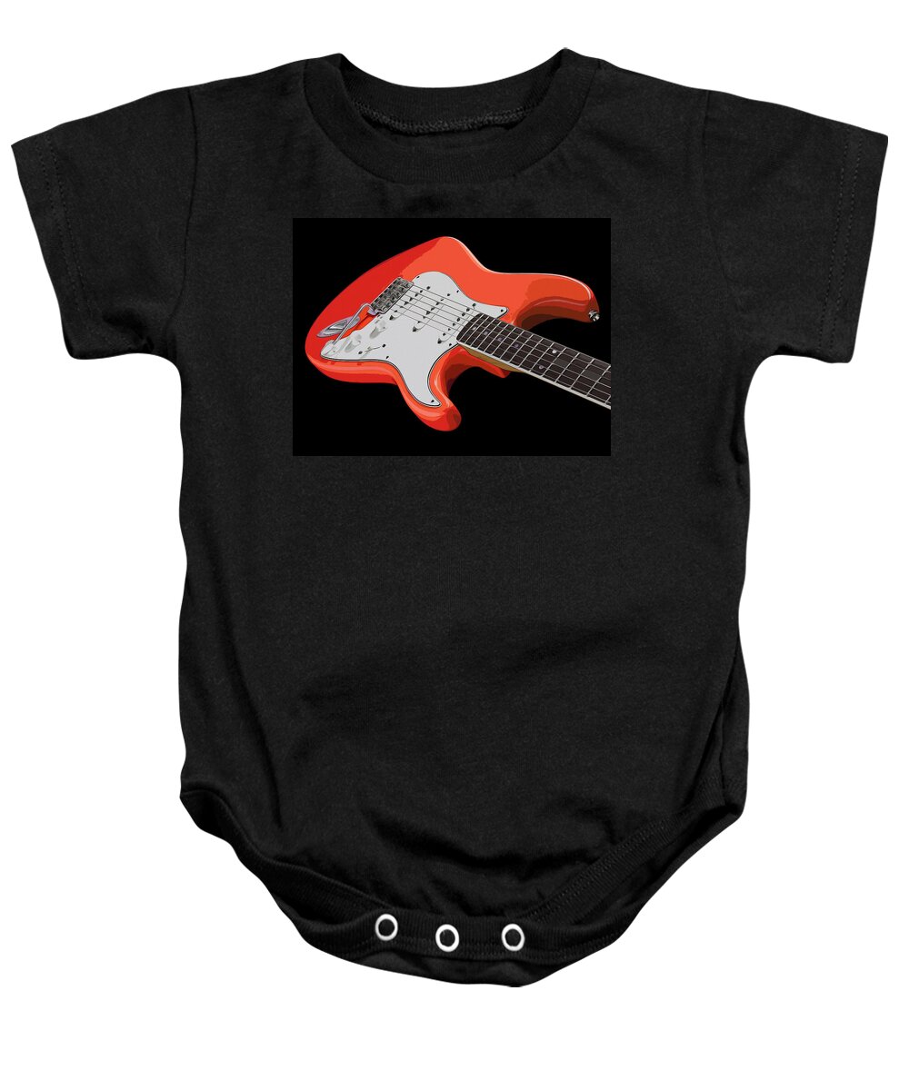 Fender Stratocaster Baby Onesie featuring the painting Fender Guitars - Stratocaster by AM FineArtPrints