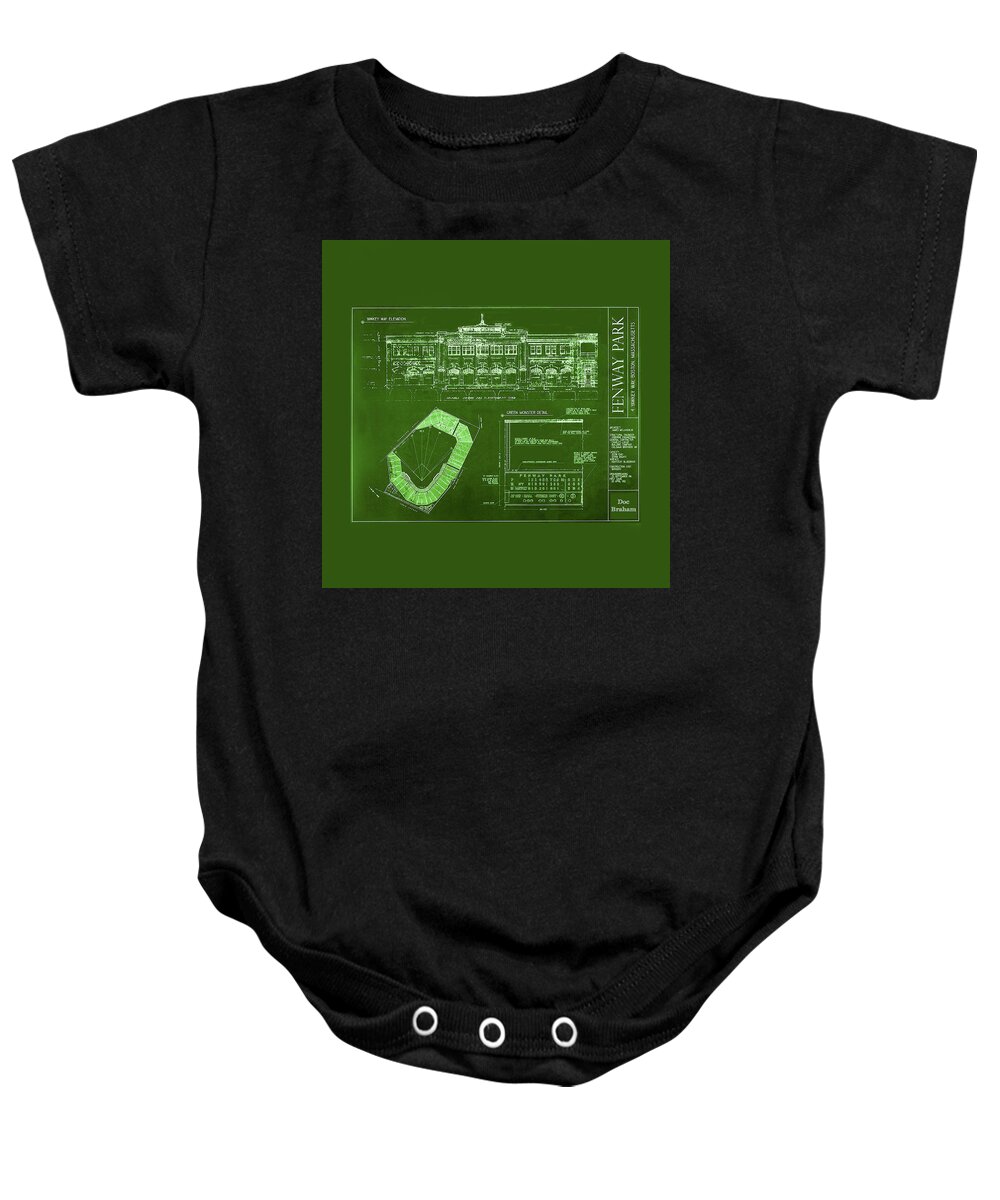 Fenway Park Baby Onesie featuring the photograph Fenway Park Blueprints Home Of Baseball Team Boston Red Sox by Doc Braham