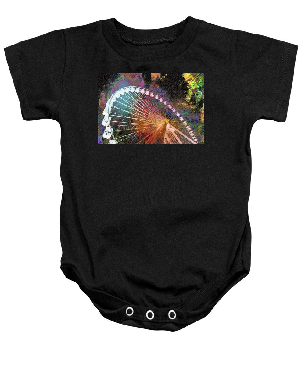 Louvre Baby Onesie featuring the mixed media Ferris 15 by Priscilla Huber