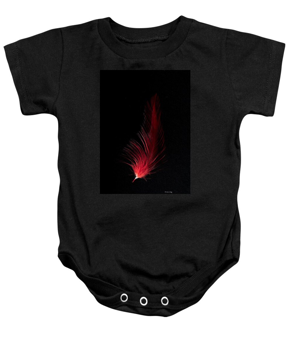 Black Baby Onesie featuring the photograph Fiery Feather by Randi Grace Nilsberg