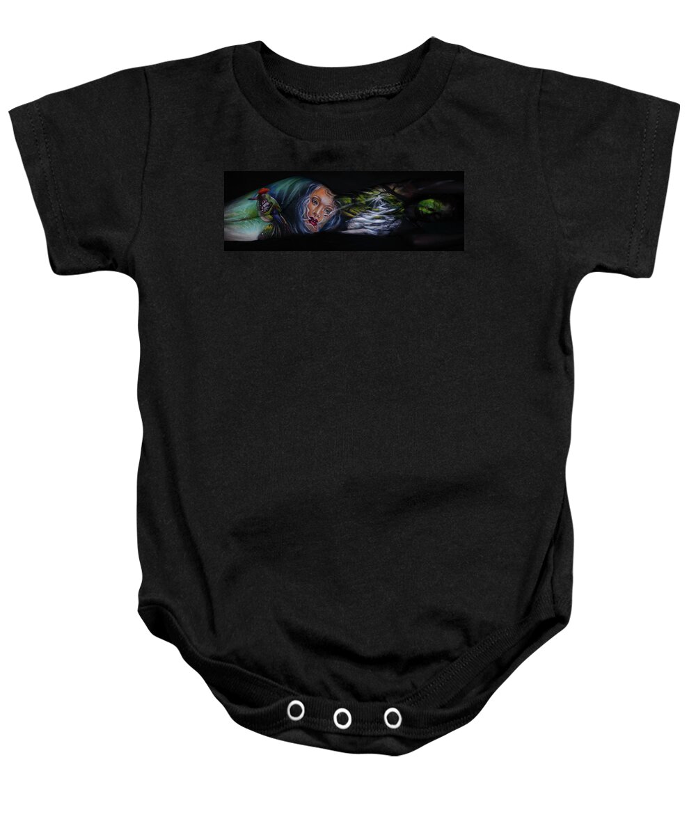 Bodypaint Baby Onesie featuring the photograph Finally Above Water by Angela Rene Roberts and Cully Firmin