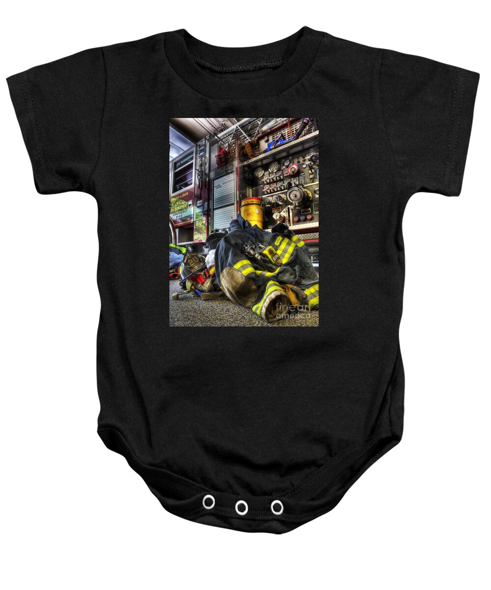 Bravest Baby Onesie featuring the photograph Fireman - Always Ready for Duty by Lee Dos Santos