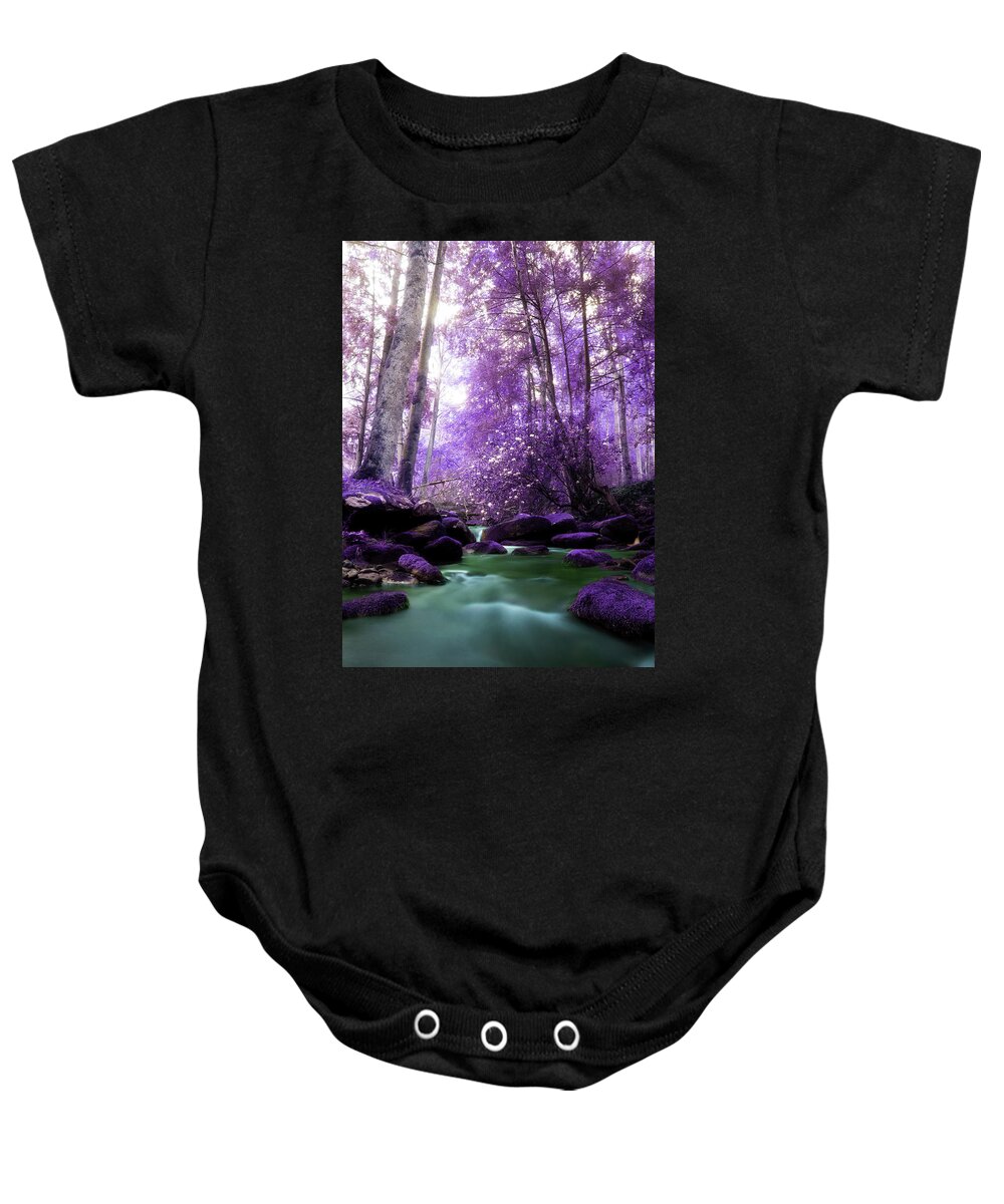 River Baby Onesie featuring the photograph Flowing Dreams by Mike Eingle