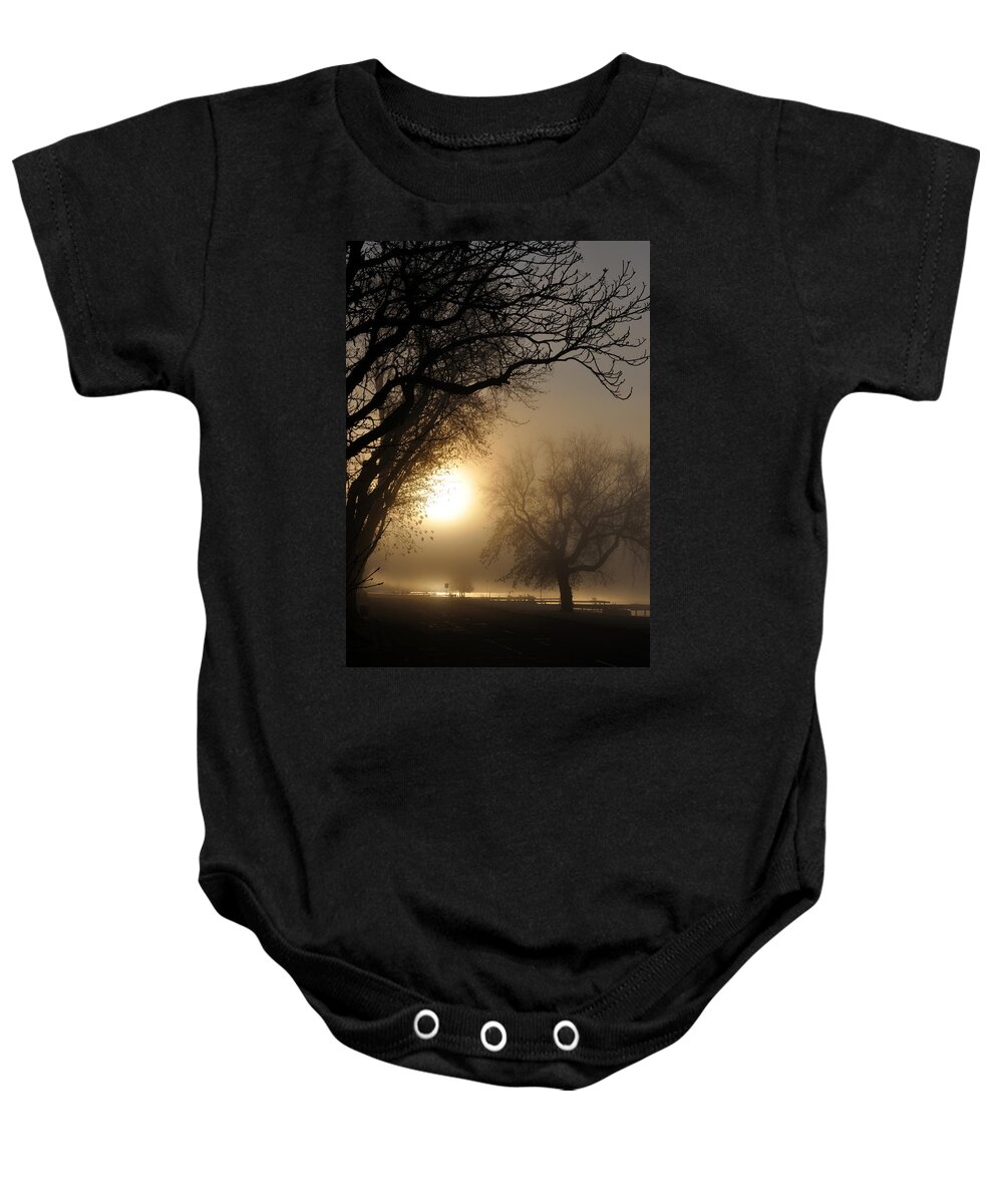 Foggy Baby Onesie featuring the photograph Foggy Morn by Tim Nyberg