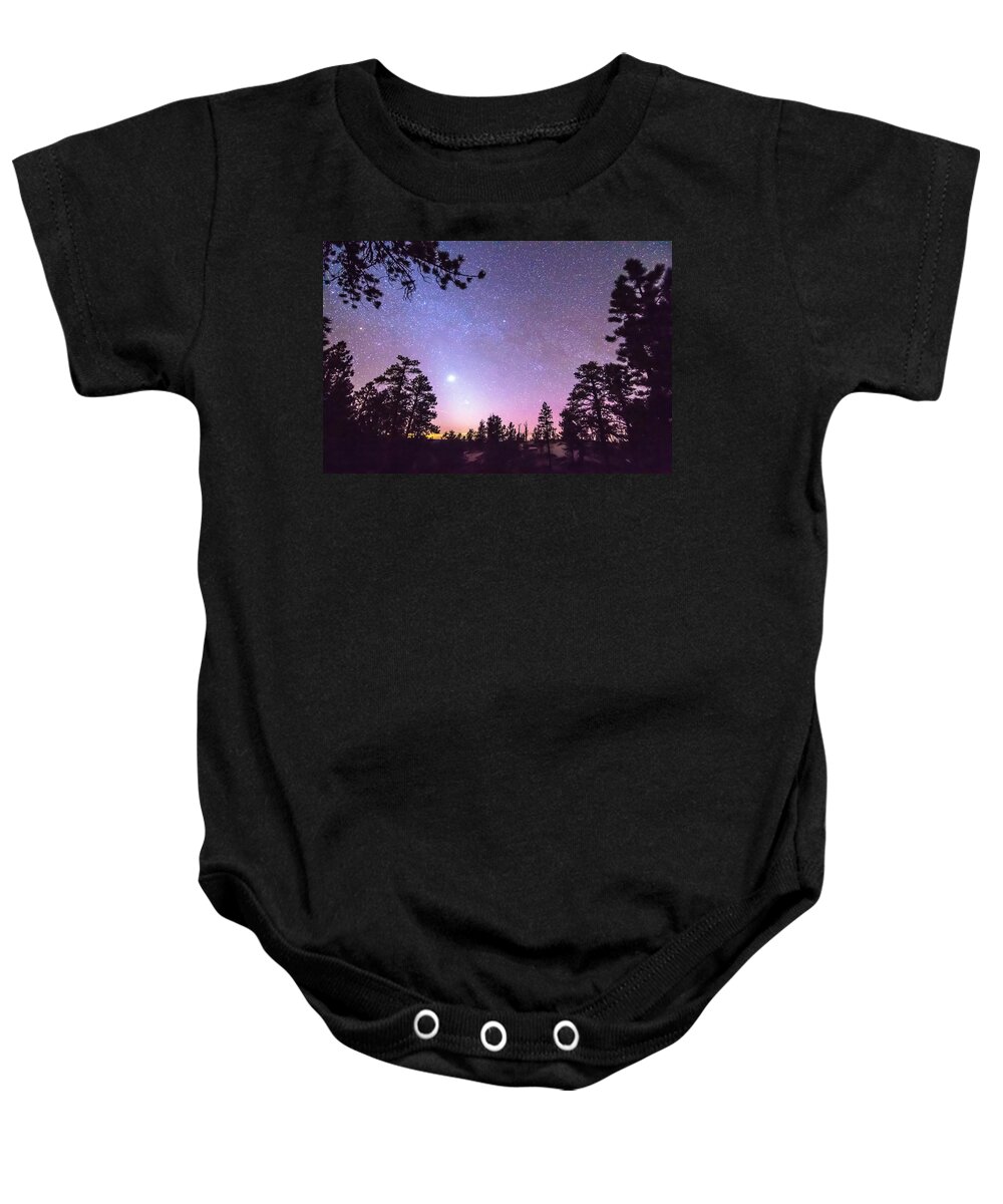 Sky Baby Onesie featuring the photograph Forest Night Star Delight by James BO Insogna