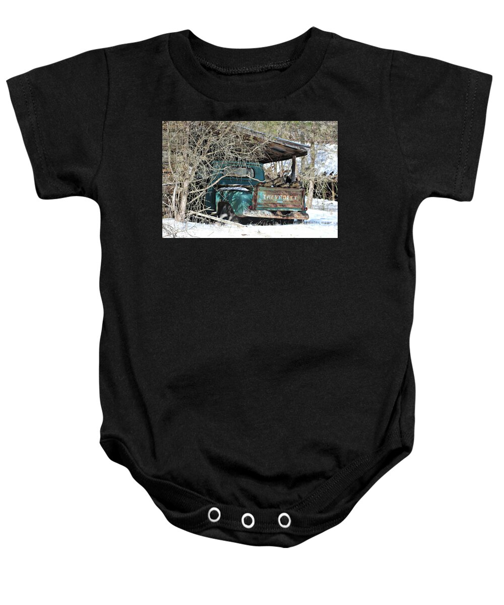 Chevrolet Truck Baby Onesie featuring the photograph Forgotten Truck by Benanne Stiens