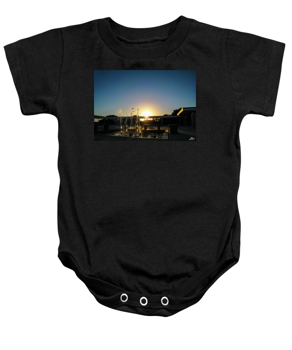 Water Fountain Baby Onesie featuring the photograph Fountain Sunset by Bradley Dever
