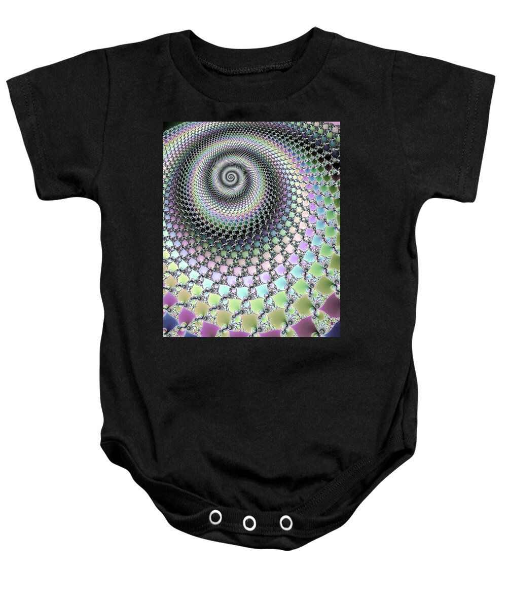 Spiral Baby Onesie featuring the digital art Fractal spiral hypnotizing Op Art by Matthias Hauser