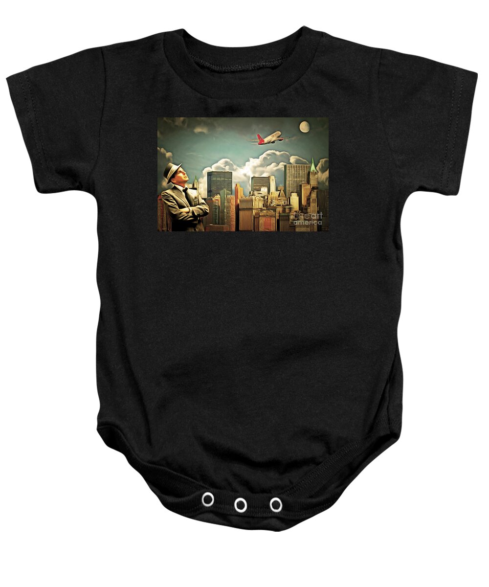 Wingsdomain Baby Onesie featuring the photograph Frank Sinatra Fly Me To The Moon New York 20170506 v3 by Wingsdomain Art and Photography