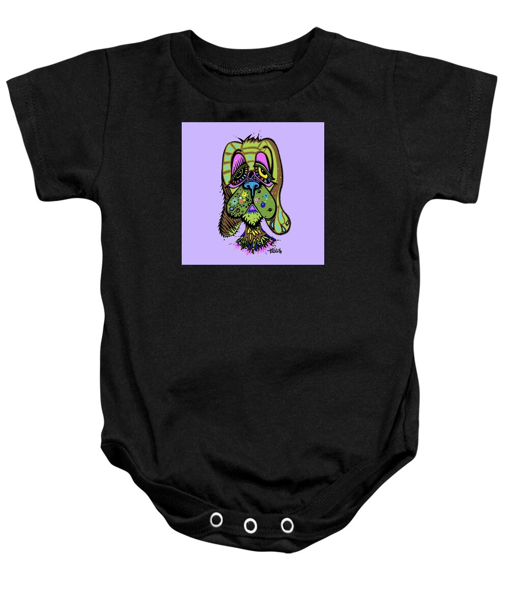 Dog Illustration Baby Onesie featuring the painting Franklin by Tanielle Childers