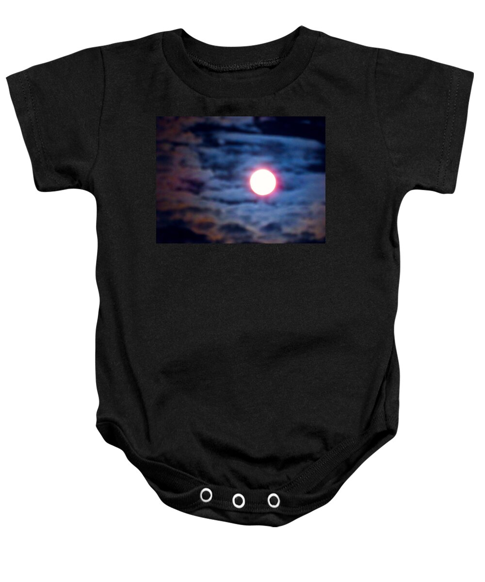 Moon Baby Onesie featuring the photograph Full Moon in Gemini - Psychedelic by Judy Kennedy