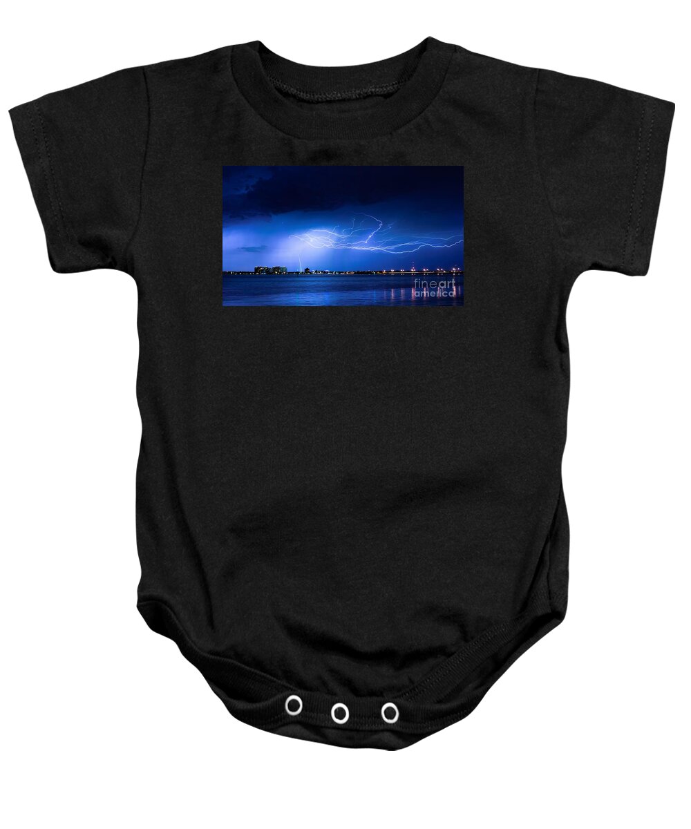 Lightning Baby Onesie featuring the photograph Fury by Quinn Sedam