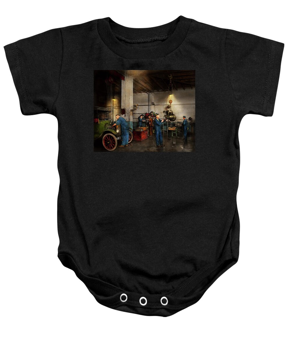 Garage Baby Onesie featuring the photograph Garage - Mechanic - The overhaul 1919 by Mike Savad