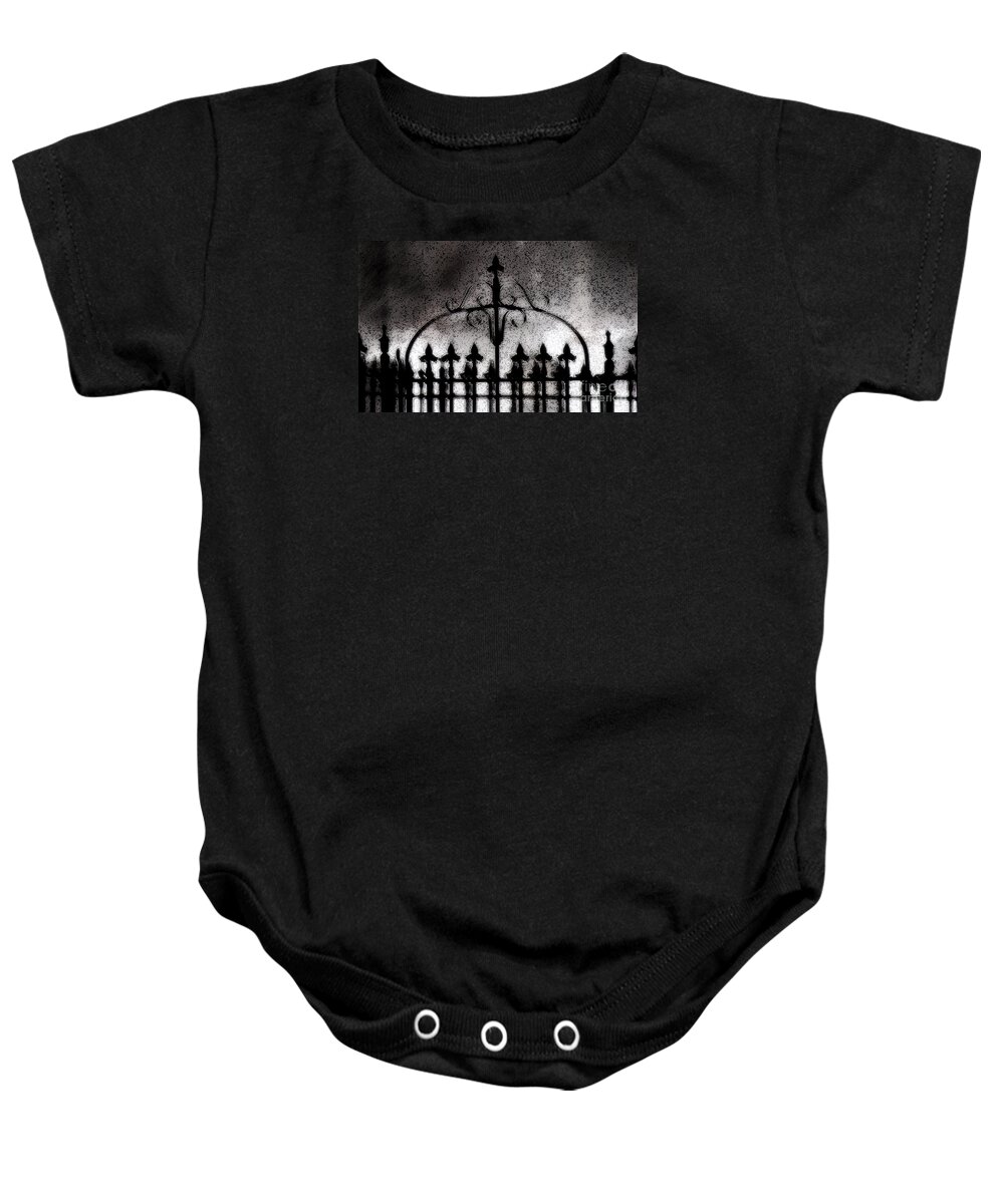 Night Baby Onesie featuring the photograph Gated by Linda Shafer
