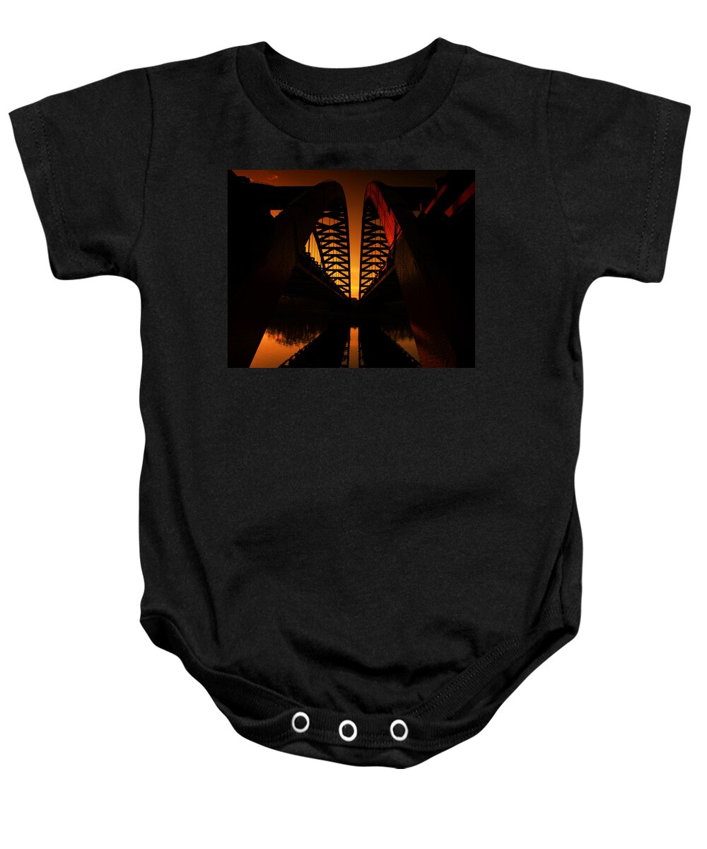 Sunset Baby Onesie featuring the photograph Geometry in Steel by Neil Shapiro