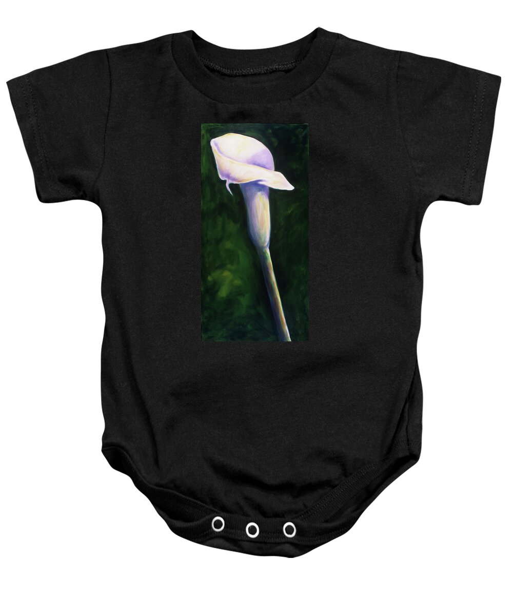 Calla Lily Baby Onesie featuring the painting Gert by Shannon Grissom