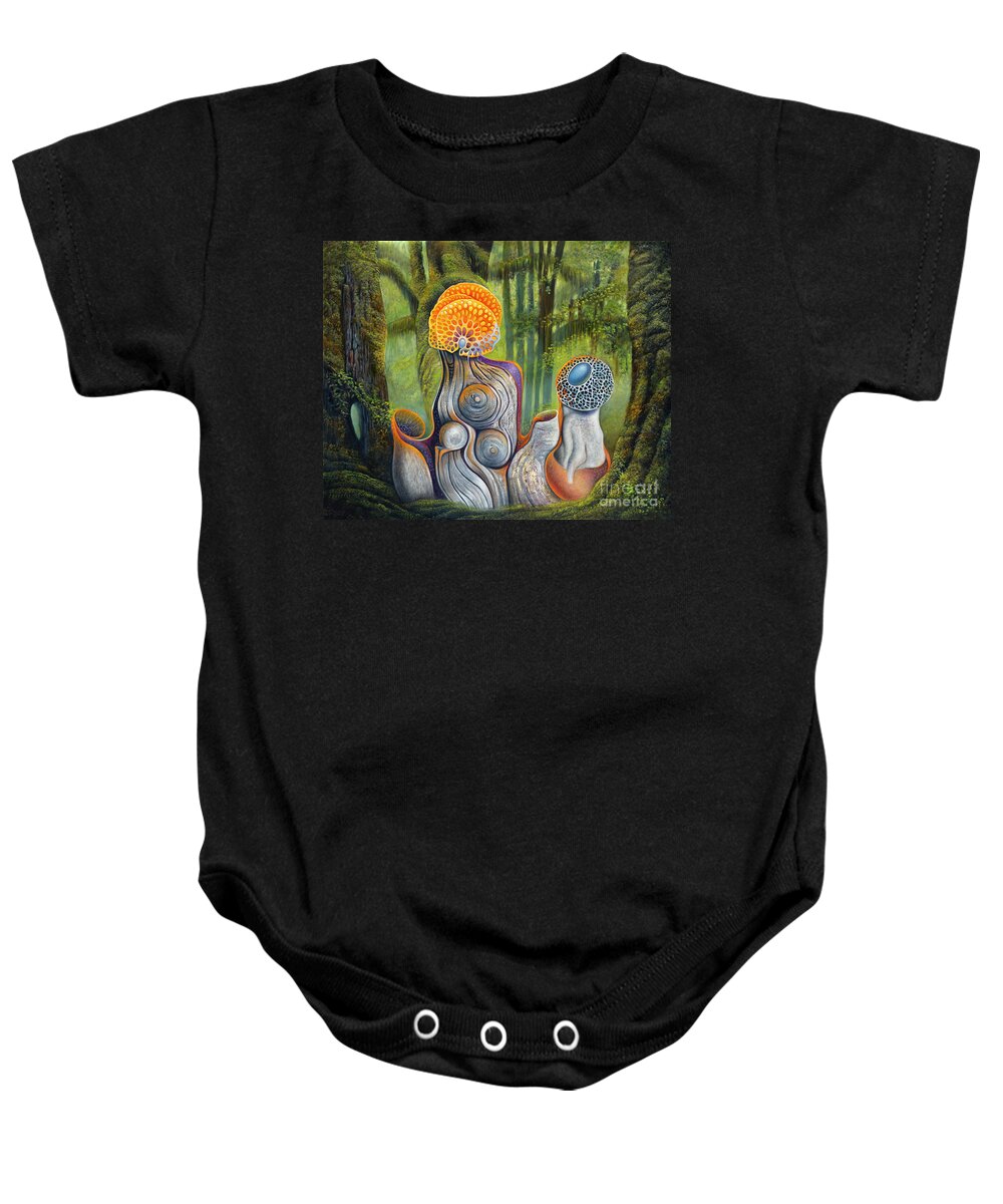 Deep Forest Baby Onesie featuring the painting Gestation by Birgit Seeger-Brooks