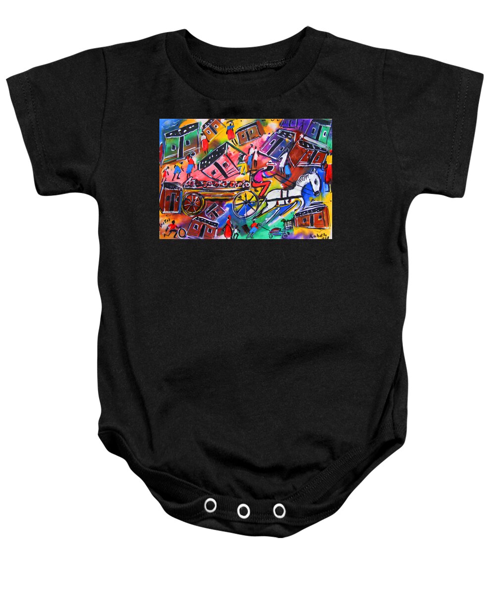 Soweto Gold Collection Baby Onesie featuring the painting Ghettos by Eli Kobeli