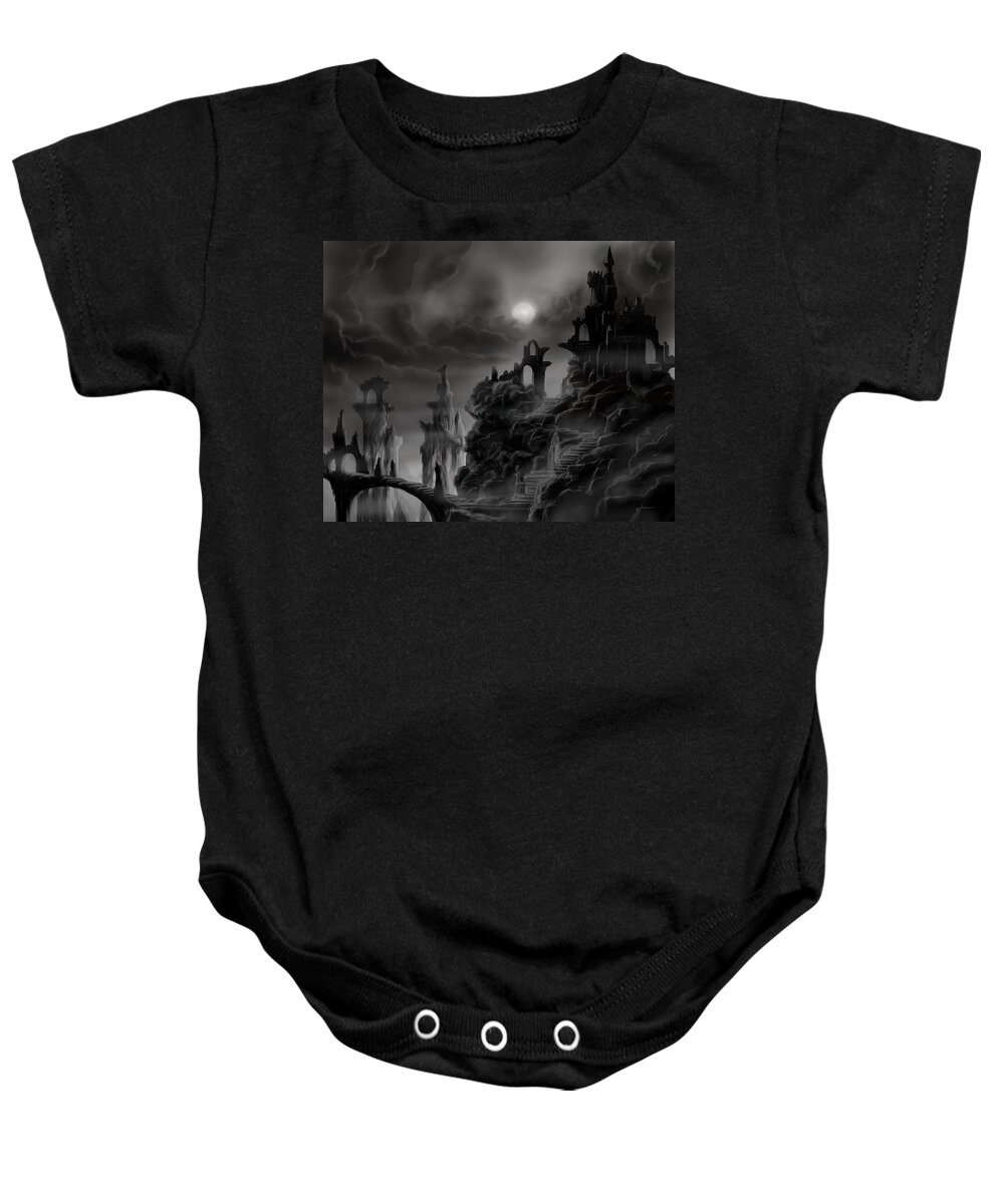 Ruins Baby Onesie featuring the painting Ghost Castle by James Hill