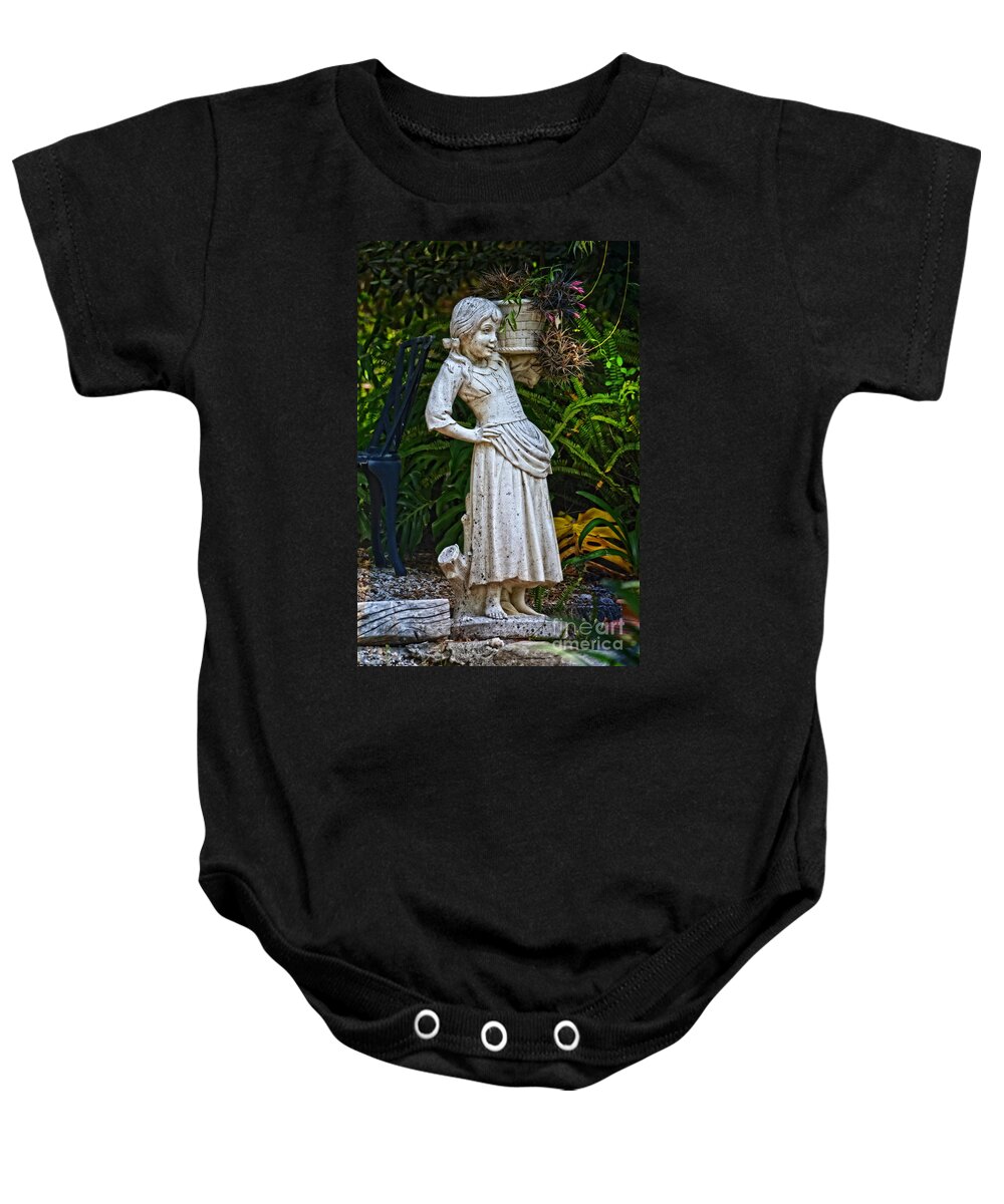 Sintra Baby Onesie featuring the photograph Girl in the Garden - Sintra by Mary Machare
