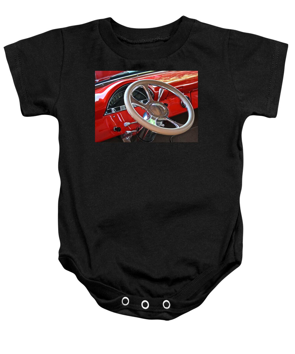 Car Baby Onesie featuring the photograph Going Home for Christmas by Gwyn Newcombe