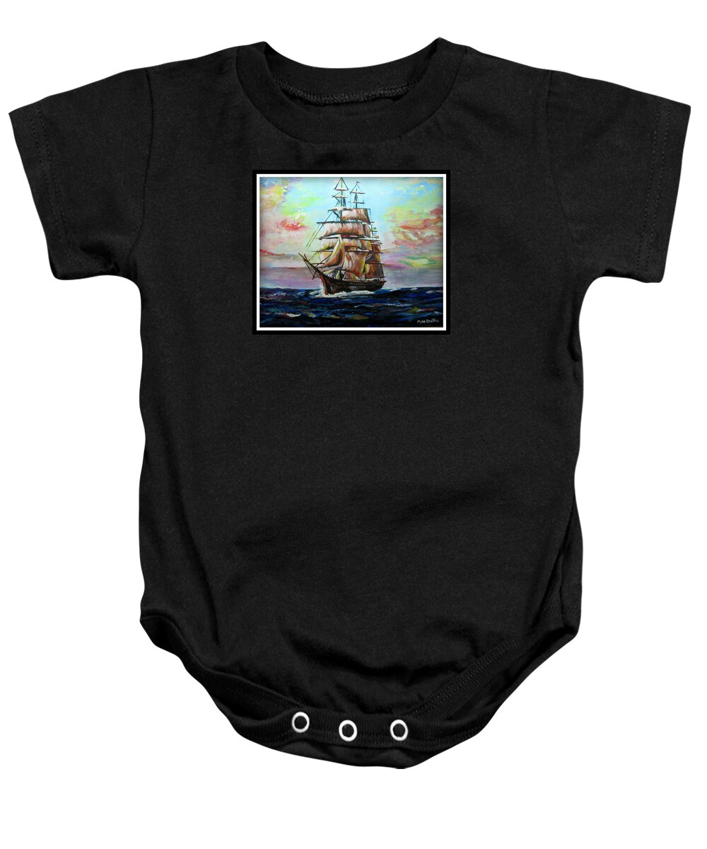 Ships Baby Onesie featuring the painting Going Home by Mike Benton