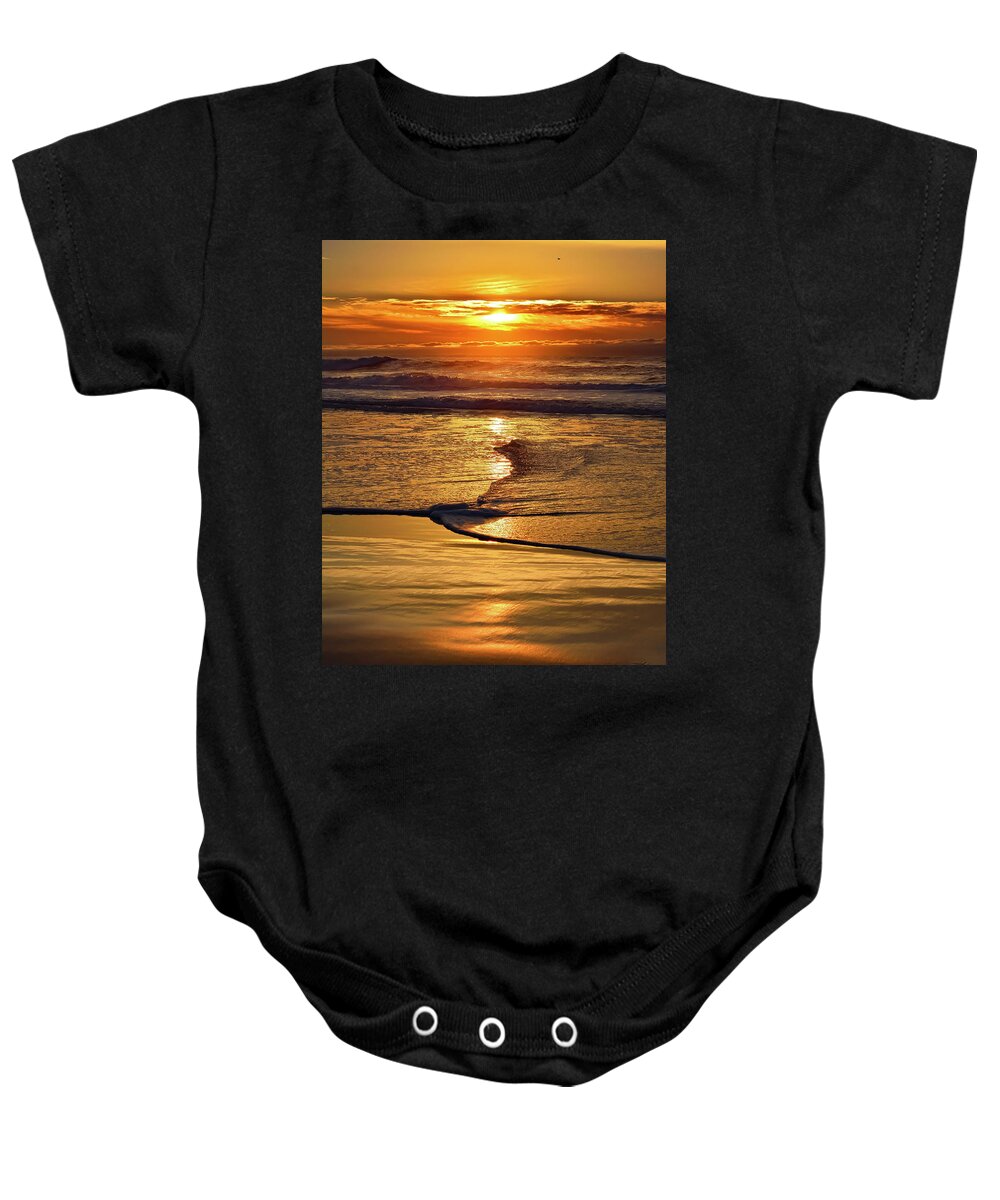 Beach Baby Onesie featuring the photograph Golden Pacific Sunset by Brian Tada