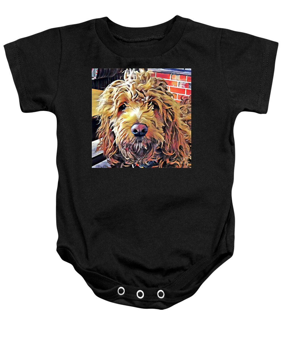 Goldendoodle Baby Onesie featuring the photograph Goldendoodle Puppy by Xine Segalas