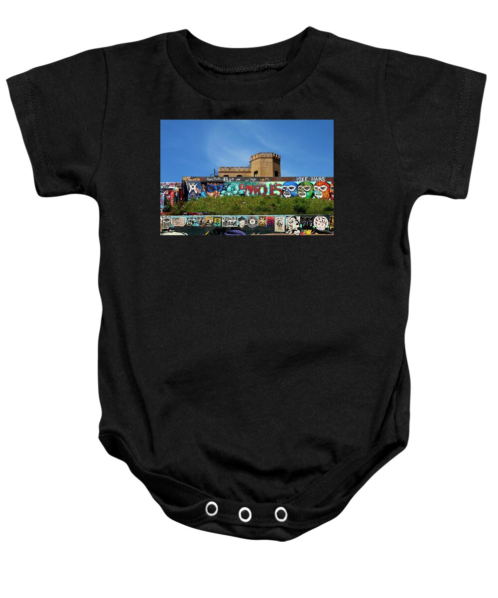 Austin Baby Onesie featuring the photograph Graffiti Park at Castle Hill - Austin by Art Block Collections