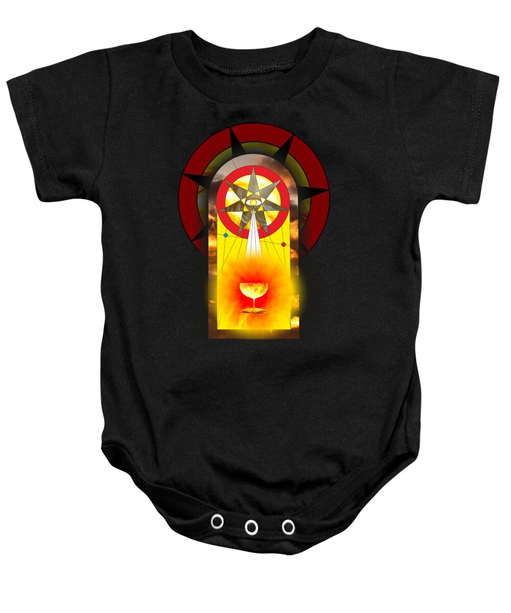 Fantasy Baby Onesie featuring the digital art Grail Magic by Pierre Blanchard by Esoterica Art Agency